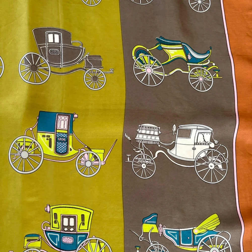 Vintage 1950s Equestrian Carriage Print Scarf